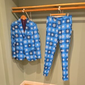 OppoSuits Festive Blue Snowflake Suit